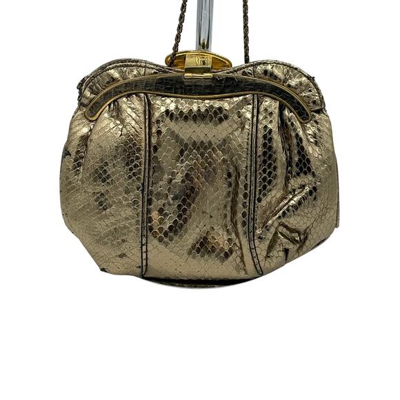 Vintage Snake Embossed with crystal embossing*Gorgeous kiss lock style crossbody - Picture 5 of 8
